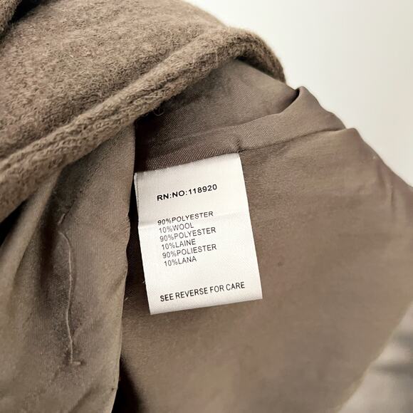 [Lucy Paris] Olive Green Black Mixed Media Wool Faux Leather Jacket Size Small S - Picture 11 of 11